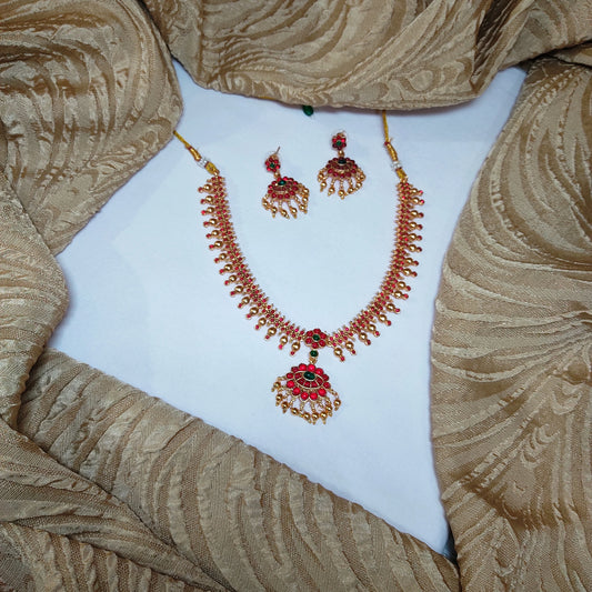 Temple Style Necklace Set with Earrings