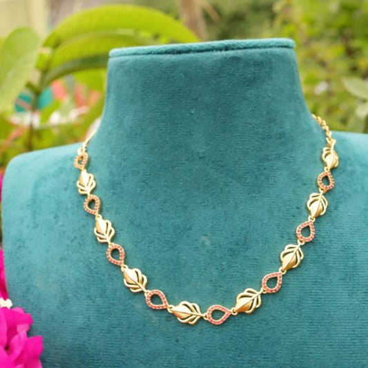 AD Leaf and Teardrop Motifs Necklace