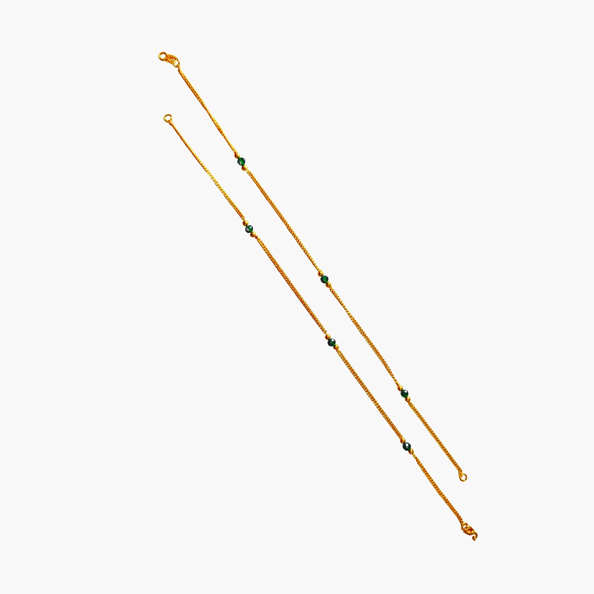 Golden Beaded Anklet Pair