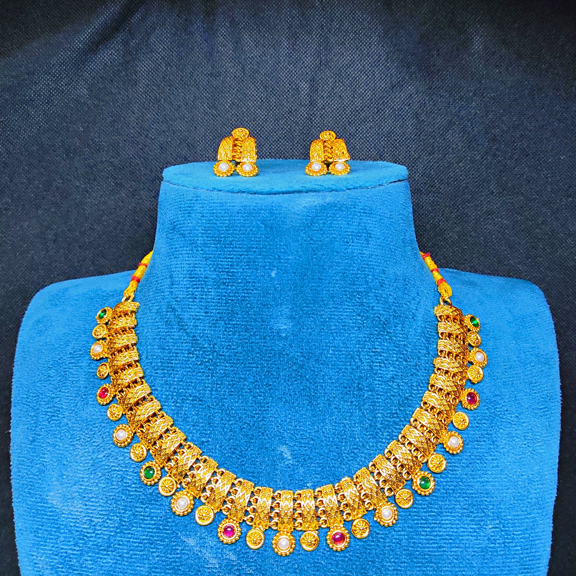 Temple Style Necklace Set with Earrings