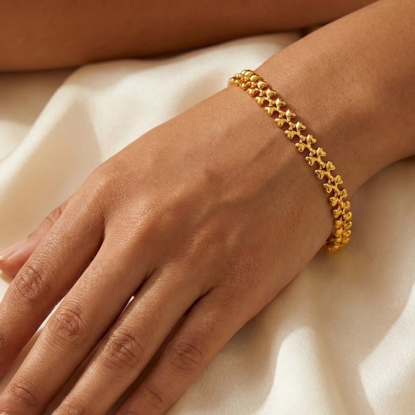 Gold Plated Bracelet on a hand