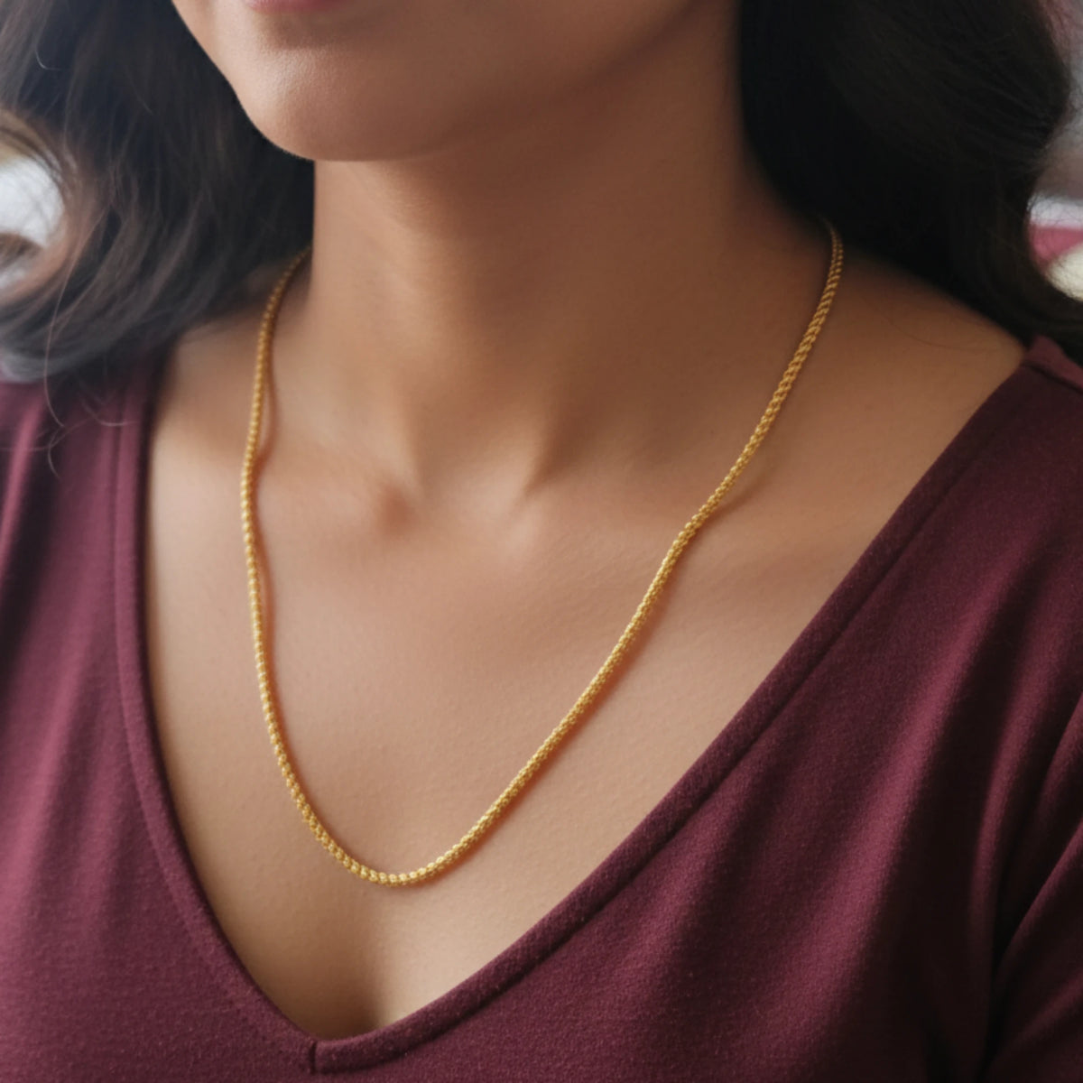 Minimal Rope Chain Gold plated Minimalist Daily Wear Rope Neck Chain - Timeless Essential ...