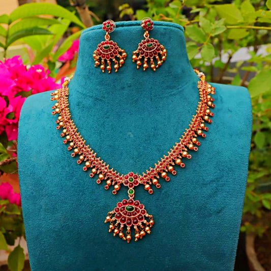 Temple Style Necklace Set with Earrings