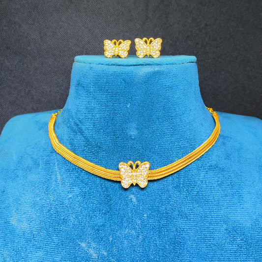 Butterfly Charm Choker with Earrings