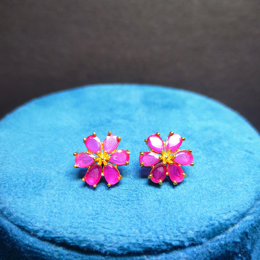 Blossom Pink Flower Stud Earrings