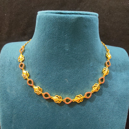 AD Leaf and Teardrop Motifs Necklace