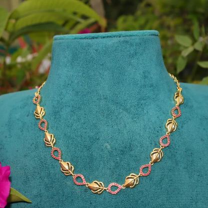 AD Leaf and Teardrop Motifs Necklace