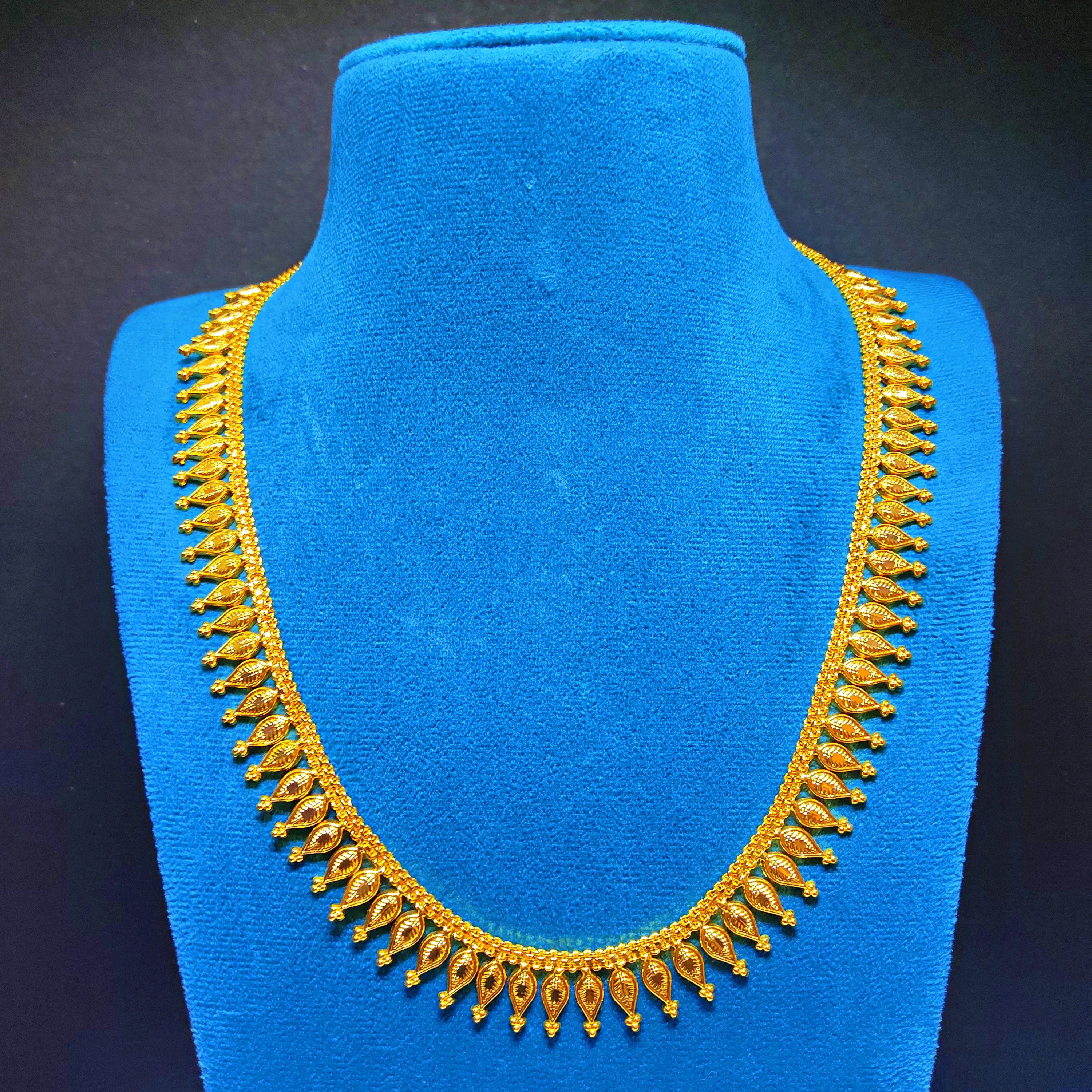 Nature-Inspired Long Gold Plated Necklace