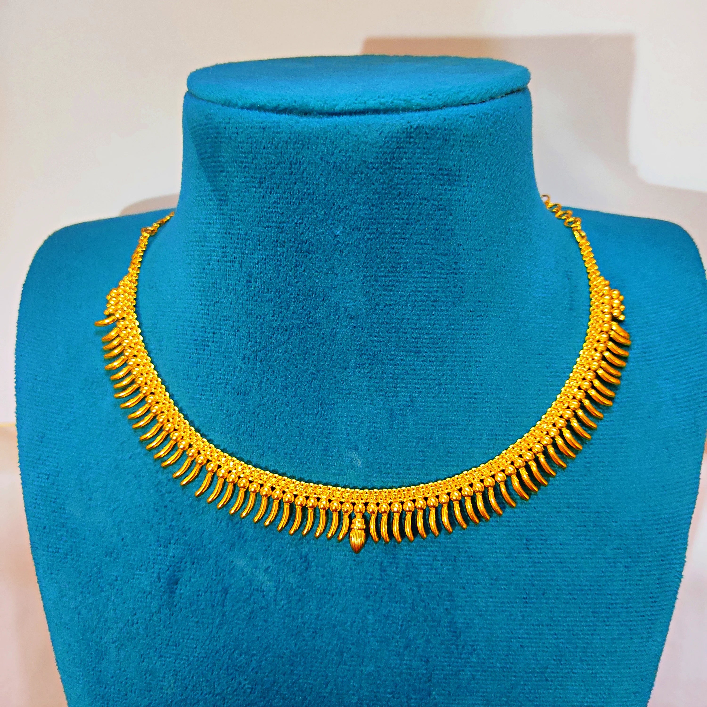 Nature-Inspired Long Gold Plated Necklace