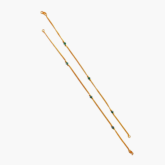 Golden Beaded Anklet Pair