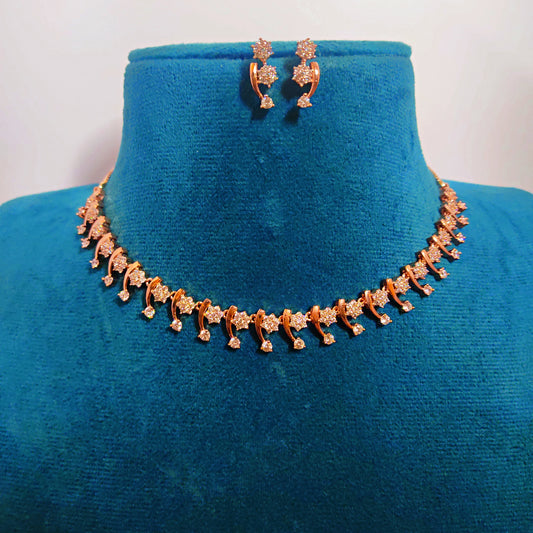 Rose Gold AD Necklace Set